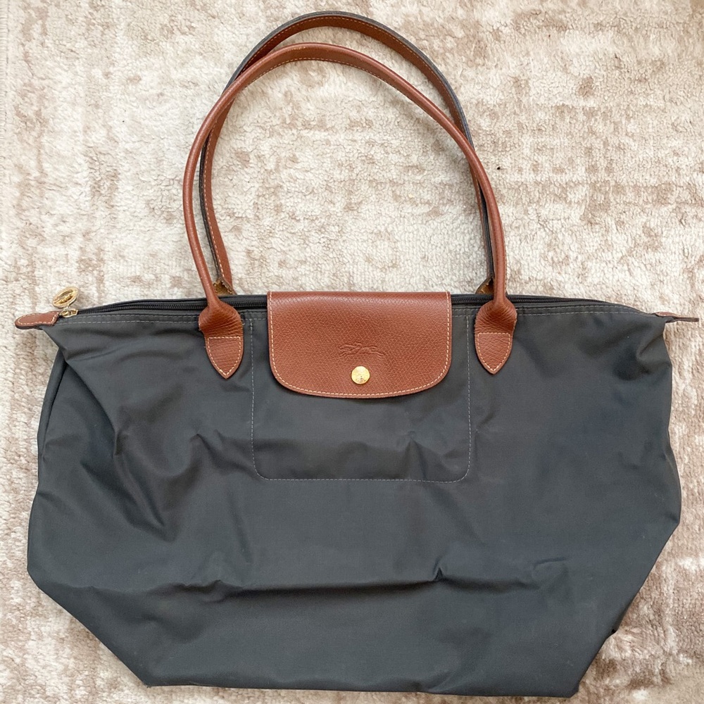Longchamp Le Pliage Large Nylon Shoulder Tote Grey
